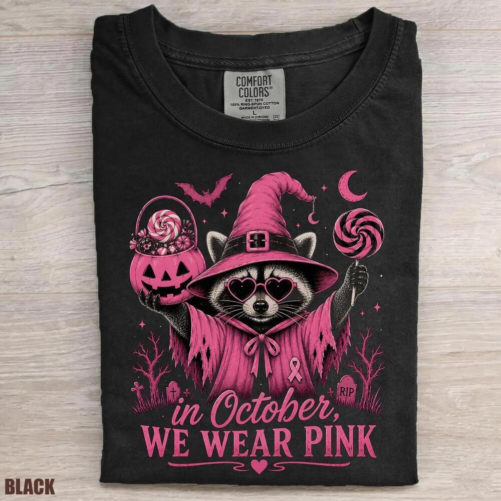 Raccoon Shirt, In October We Wear Tee, S Halloween